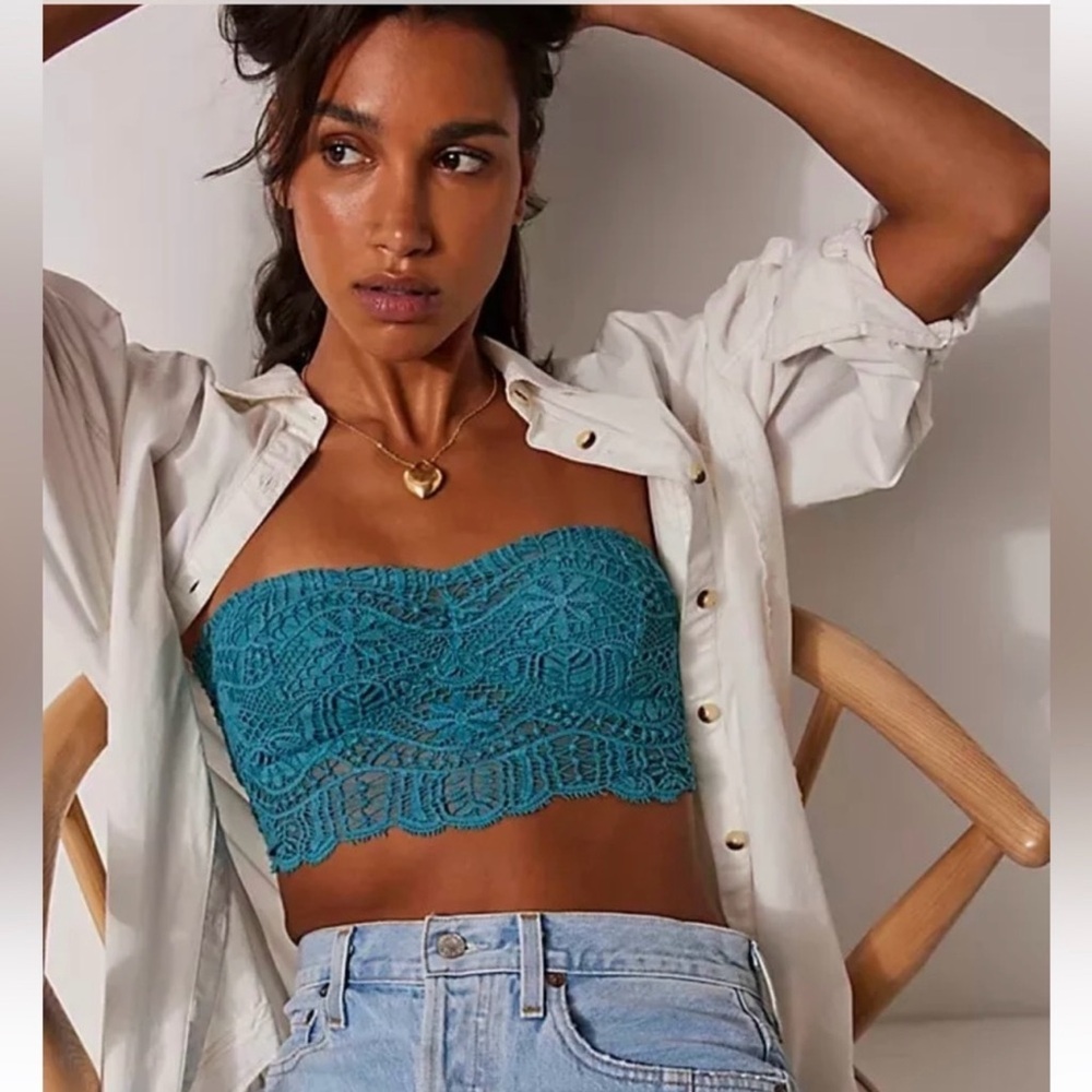 Free People Teal Lace Bandeau.